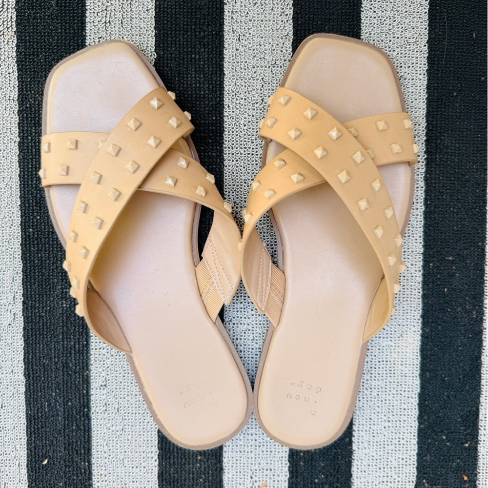 Studded Crisscross Slide Sandals